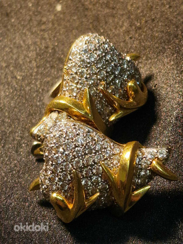 Kuld kõrvarõngad teemantidega 750 proov (№L846) (foto #10)