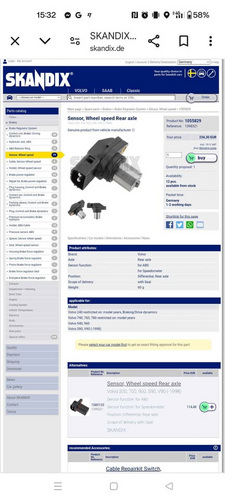 Volvo 940 kiiruse sensor / ABS sensor
