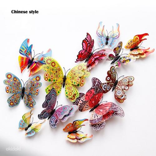 3D украшения разноцветные бабочки на магнитах набор 12 шт. (фото #7)