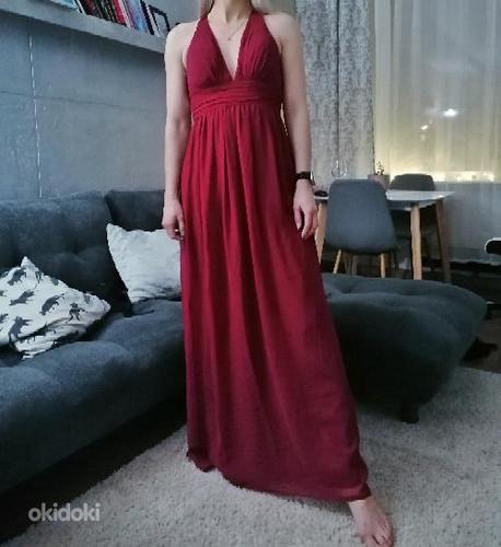 Праздничное бордовое макси-платье, длинное вечернее платье, XS (фото #1)