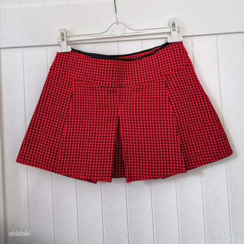 Juicy Couture красная оригинальная юбка в клетку, М (фото #1)