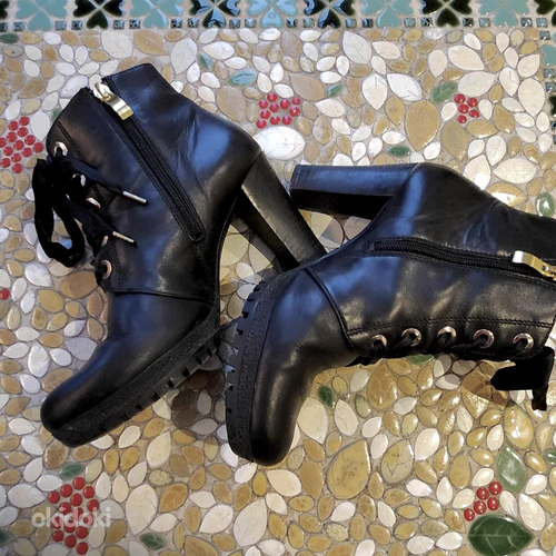 Кожаные ботинки högl на каблуке, черные ботинки на каблуке, (фото #1)