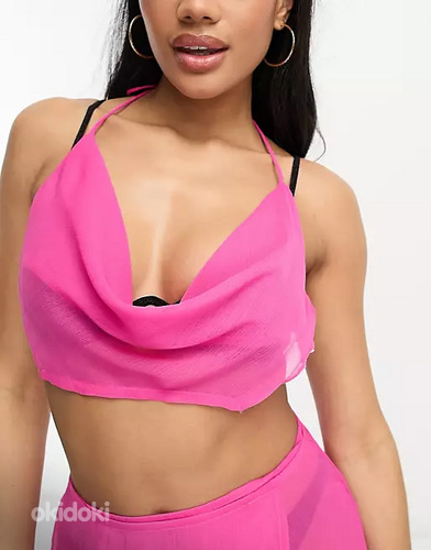 Новый розовый комплект из топа и юбки, пляжная юбка, пляжная одежда (фото #3)