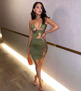 Khaki roheline bodycon kleit, M (2 foto / 2)