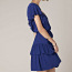 Синее качественное платье с рюшами, летнее платье с рюшами, XS/S (фото #1)