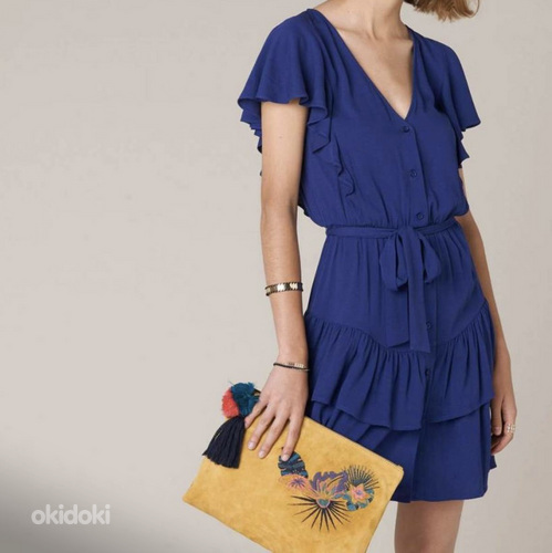 Sinine kvaliteetne satsikleit, satsidega suvine kleit, XS/S (foto #3)