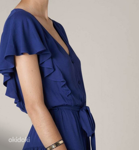 Sinine kvaliteetne satsikleit, satsidega suvine kleit, XS/S (foto #5)