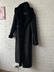 Bastion весна/осень длинное черное пальто с пушистым оттенком