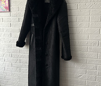 Bastion весна/осень длинное черное пальто с пушистым оттенком