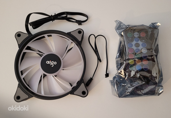 6x ARGB LED 120mm fan ventilaatorite komplekt puldiga AIGO (foto #9)