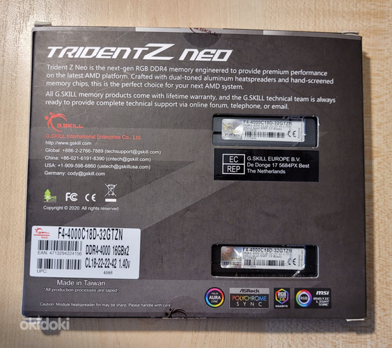 Mälu G.skill Trident Z Neo 2x16GB DDR4 4000MHz (foto #4)