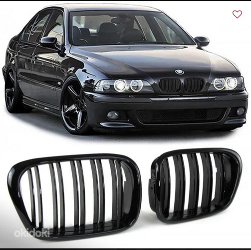 BMW E39 черные глянцевые почки с двойными полосами (фото #1)