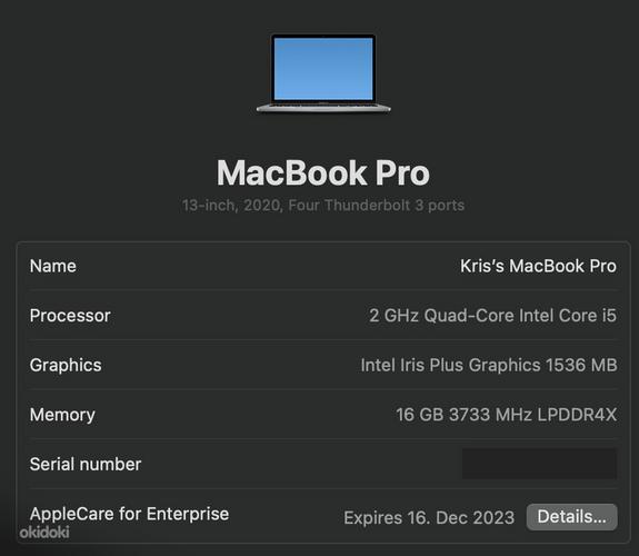 Macbook Pro 2020 16GB 512GB i5, garantii (foto #4)