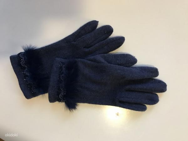 Женские перчатки синие, S-M (фото #1)