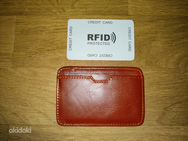 RFID-kaardihoidja helepruun ehtsast nahast (foto #1)