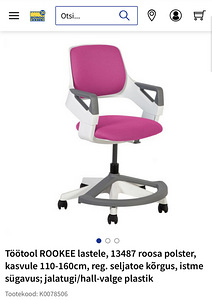 Laste töötool ROOKEE roosa - väga hea korras! (8 foto / 9)