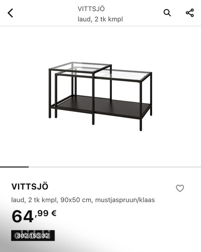 Diivanilaua komplekt, Ikea Vittsjö (foto #2)