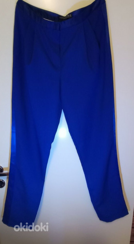 Синие женские классические брюки с ламапсами, размер EU 36 (фото #2)