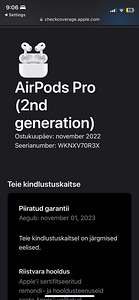 AirPods Pro 2 gen garantii 01.11.2023 (4 foto / 6)