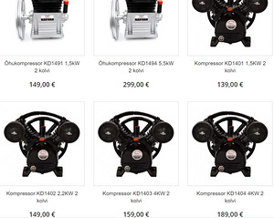 SUUR VALIK!! Õhukompressor KD1491 1,5kW 2 kolvi (2 foto / 3)