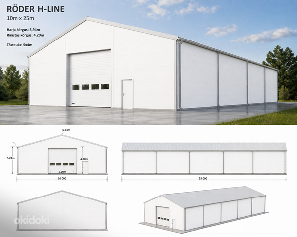 PVC hall sandwich-paneel seinad, Röder hall 10m x 25m
