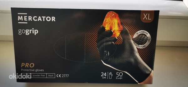 Нитриловые перчатки Mercator gogrip, чёрные XL 50шт.
