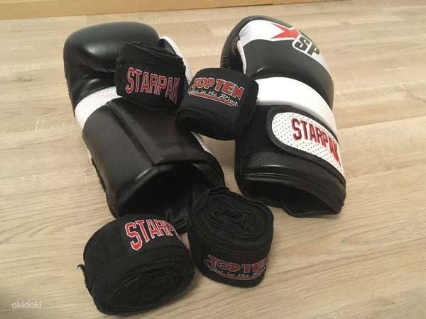 Перчатки боксерские Старпак 10 унций и 2 пары бинтов (фото #1)