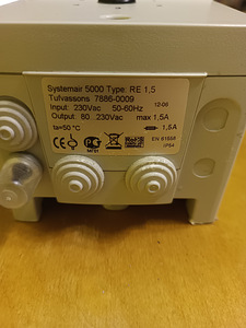 Viieastmeline ühefaasiline kiiruse regulaator Systemair 5000 (2 foto / 3)