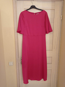 Розовое шелковое платье H&M размер 38