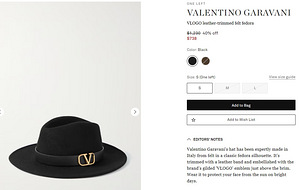 Итальянская шляпа Valentino Garavani