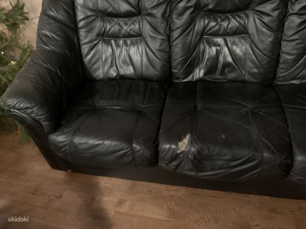 Кожаная мебель, диван и 2 кресла (фото #5)