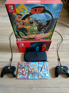 Nintendo Switch V2 + 2 пульта + 3 игры + RingFit (1 фото из 8)