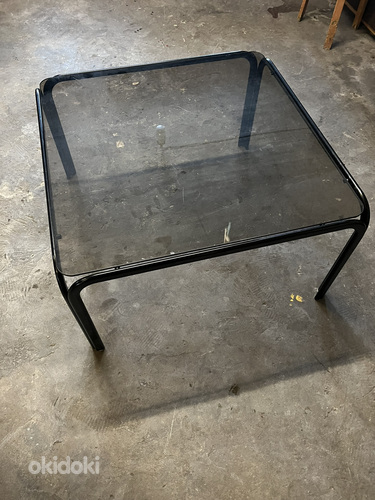 Журнальный столик стекло/металл, черный (фото #1)