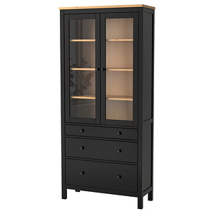 IKEA HEMNES täispuidust 3 sahtliga vitriinkapp (1 foto / 3)