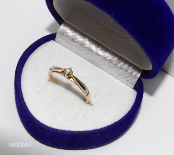 Золотое кольцо с бриллиантом, 585 пробы, вес 1.55 г (фото #2)