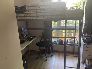IKEA SVÄRTA кровать-лофт, 90x200 cm, серебристая, без матрас (2 фото из 3)