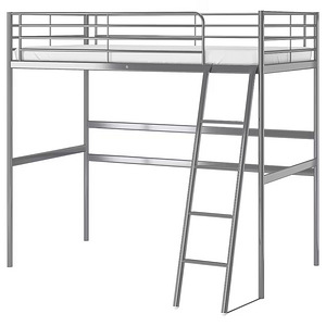 IKEA SVÄRTA кровать-лофт, 90x200 cm, серебристая, без матрас (1 фото из 3)