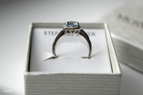 Серебряное кольцо с бриллиантами и топазом (фото #3)