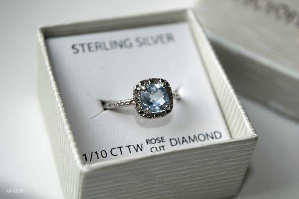Серебряное кольцо с бриллиантами и топазом (фото #4)