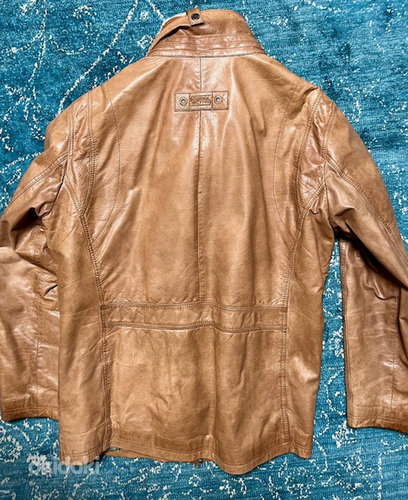 Теплая кожаная зимняя куртка Camel / размер 56 / XXL (фото #2)