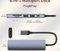 USB C hub Macbook, HDMI, SD-карта, 3x USB