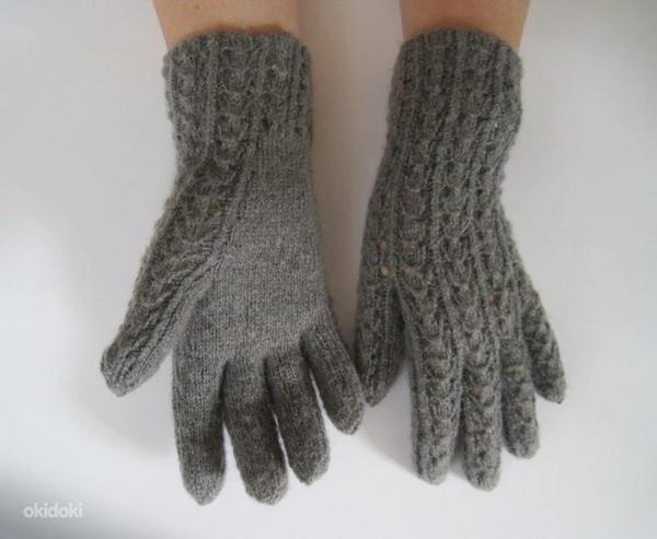 Ручное ажурное вязание шерстяные перчатки (фото #1)