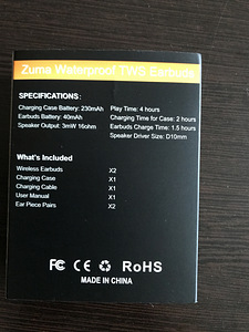 Беспроводной наушник Zuma Waterproof TWS Earbuds (2 фото из 5)