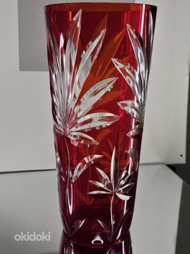 Ваза из двухцветного стекла "Лилия", стекло, ромбовидная оправа (фото #3)