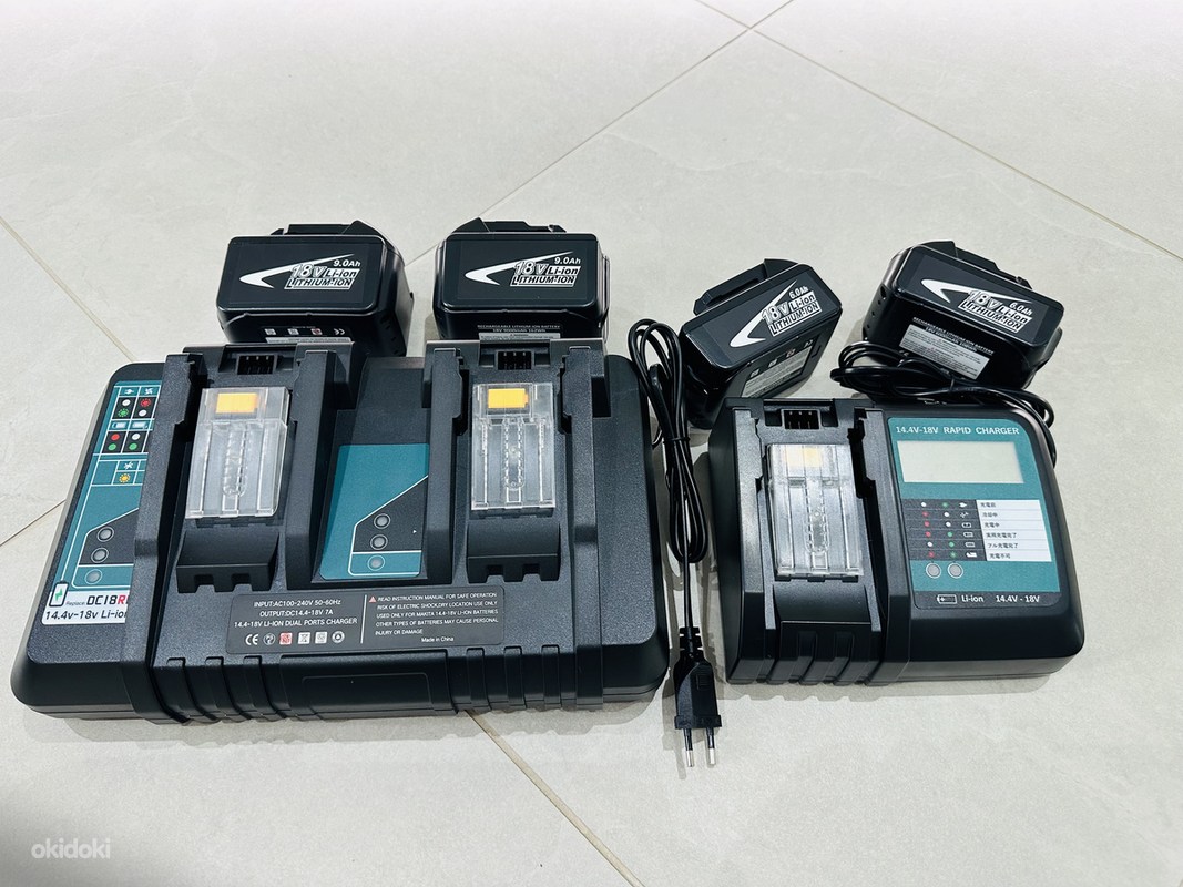 Зарядные устройства Makita 18v и аккумуляторы 6ah, 9ah - Tallinn, Инструменты – okidoki