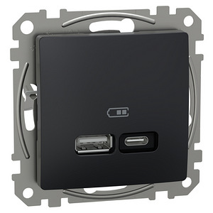 Schneider SEDNA USB ЗАРЯДНОЕ УСТРОЙСТВО A+C 3A 21W АНТРАЦИТ (1 фото из 3)