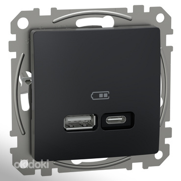 Schneider SEDNA USB ЗАРЯДНОЕ УСТРОЙСТВО A+C 3A 21W АНТРАЦИТ + рамка