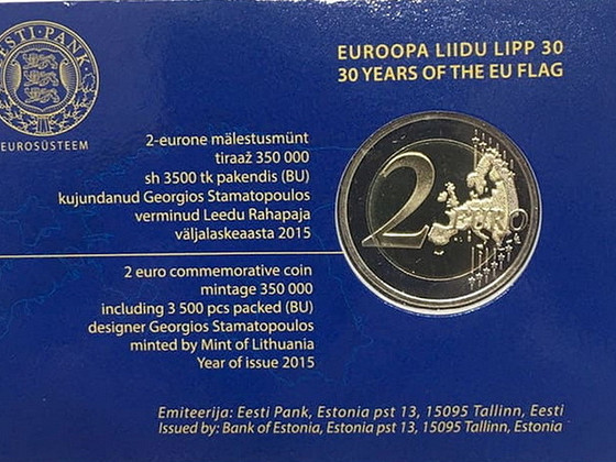 Estonia 2 Euro 2015 Coincard - 30 Years of the European Unio