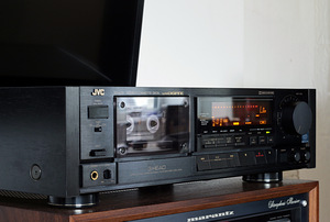 JVC TD-V711 BK kassettdekk (rihm vahetatud, 1988-90, 8,3kg)