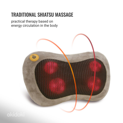 Массажная подушка Shiatsu, роликовый массаж, 3D массаж GESS (фото #3)